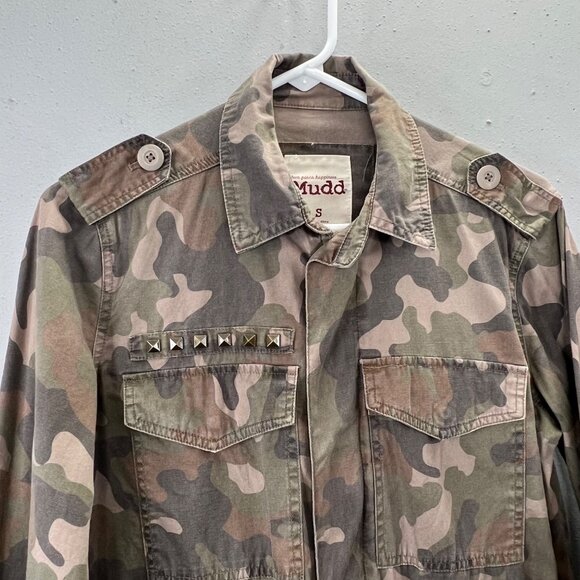 Mudd Camouflage Camo Jacket S Zip Front Pockets Military Style - Picture 3 of 5